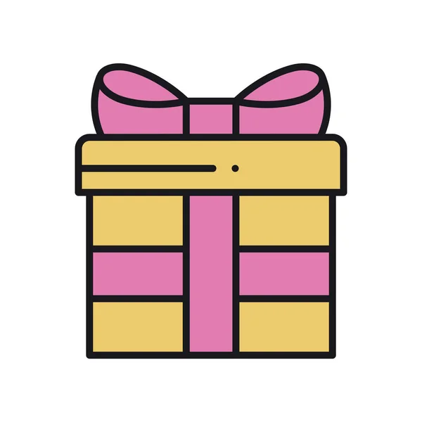 Подарочная коробка с лентой в стиле линии. Подарок, подарочный набор. Вечеринка, празднование, день рождения, праздники. Векторная иллюстрация . — стоковый вектор