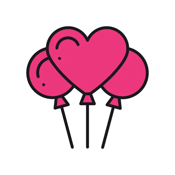 Herzförmiges Luftballon-Symbol. Luftballon Zeichen und Symbol. Liebe, Beziehung, Hochzeit, romantisch, Party, Feier, Geburtstagsthema. — Stockvektor