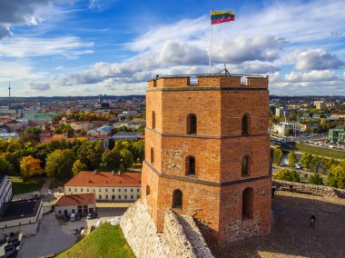 Vilnius, Litvanya: Hava üstten görünüm üst veya Gediminas Castle
