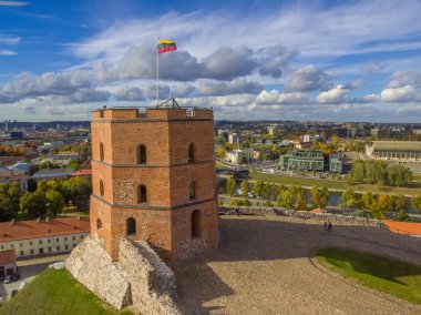 Vilnius, Litvanya: Hava üstten görünüm üst veya Gediminas Castle