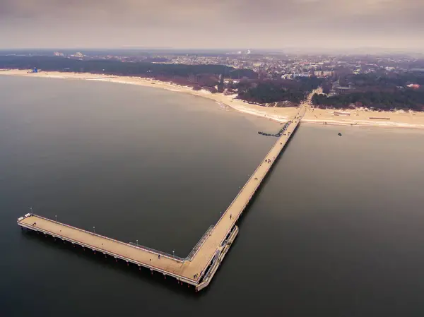 Palanga, Lituanie : vue aérienne du pont maritime — Photo