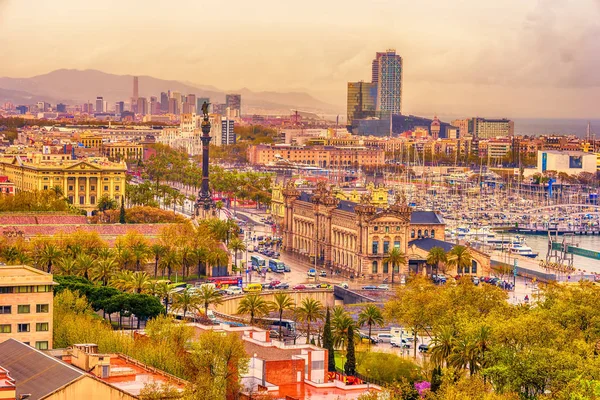 Barcelona, Catalonia, İspanya Hava Üstten Görünüm — Stok fotoğraf