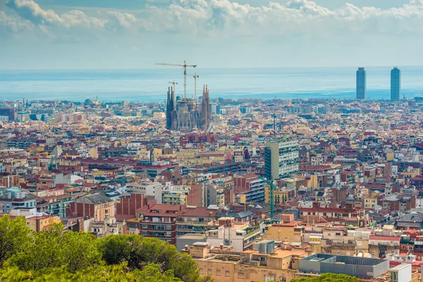 Letecký pohled shora z Barcelona, Katalánsko, Španělsko — Stock fotografie