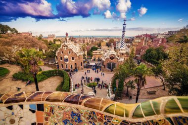 Barcelona, Katalonya, İspanya: Antoni Gaudi Park Guell