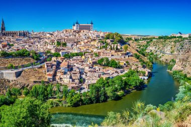 Toledo, İspanya tarihi sermaye city hava Üstten Görünüm