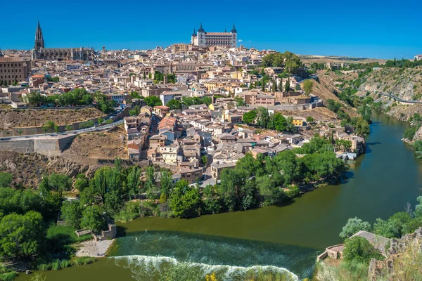 Aerial top view of Toledo, historical capital city of Spain — Stock Photo, Image