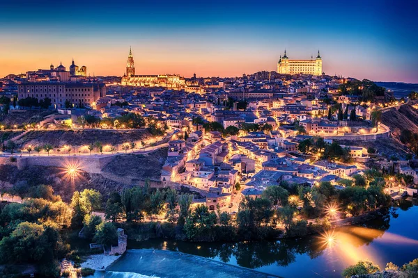 Aerial top view of Toledo, historical capital city of Spain — Stock Photo, Image