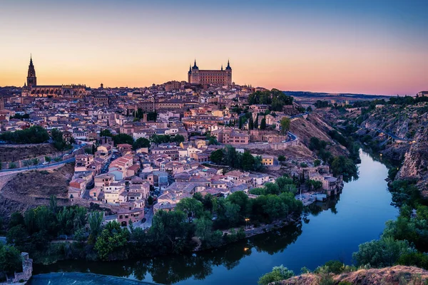 Aerial top view of Toledo, historical capital city of Spain — Stock Photo, Image