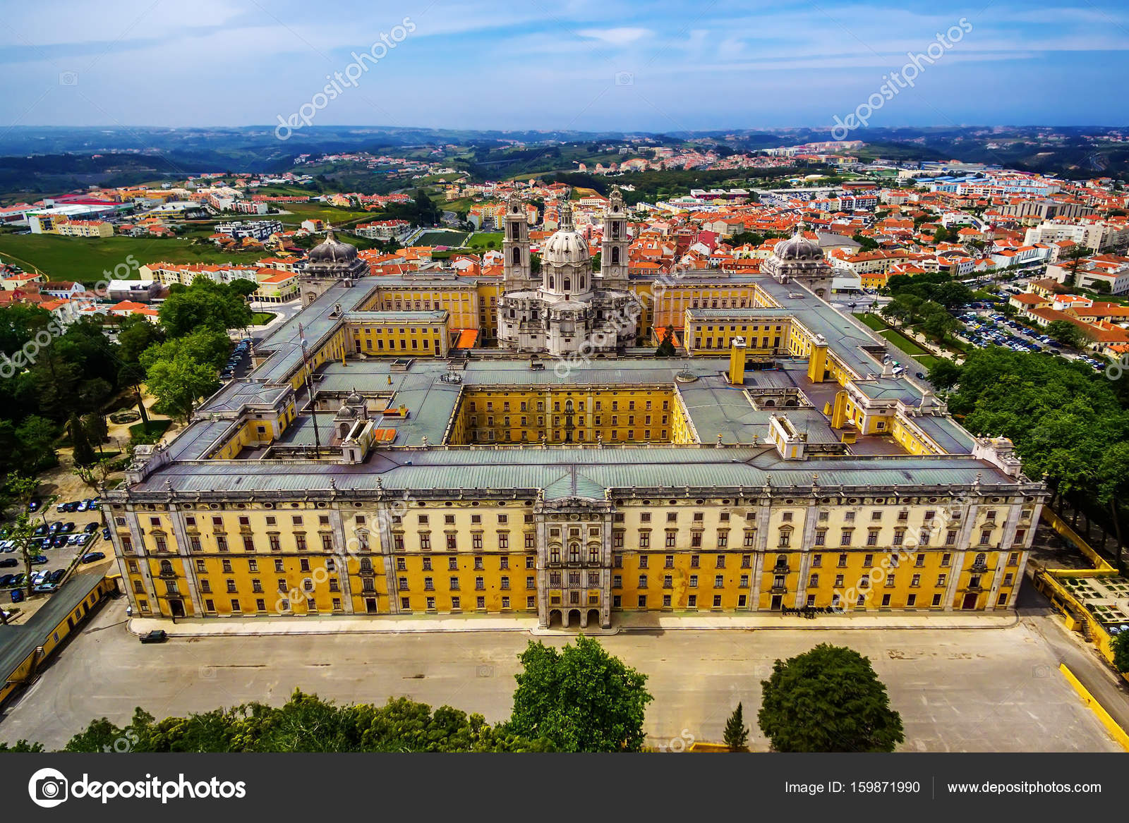 Portugal Aerial Top View Of The Royal Convent And Palace Of Mafra Palace And Monastery Next To Lisbon Stock Photo Image By C Krivis 159871990