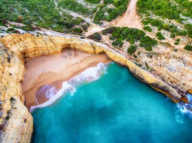 Algarve, Portugal: aerial UAV photo of the coast clipart