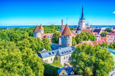 Tallinn, Estonya: eski şehir'deki hava Üstten Görünüm