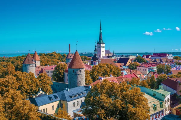 Tallinn, Észtország: légi felülnézet, a régi város — Stock Fotó