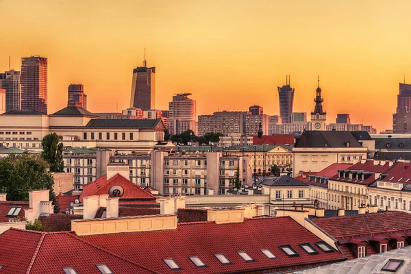 Warszawa, Polen: Flygfoto över downtown — Stockfoto