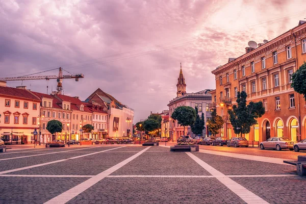 Vilnius, Litouwen: het Stadhuisplein, Litouws Vilniaus rotuses aikste — Stockfoto