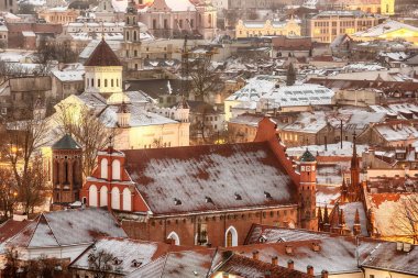 Vilnius, Litvanya: kışın tarihi kentin havadan görünümü