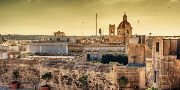 Victoria, Gozo Adası, Malta: Cittadella üzerinden havadan görünümü — Stok fotoğraf