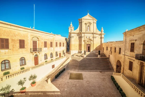 Victoria, het eiland Gozo, Malta: kathedraal van de veronderstelling in de Cittadella — Stockfoto