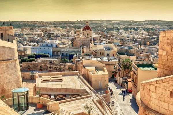 Victoria, Gozo Adası, Malta: Cittadella üzerinden havadan görünümü — Stok fotoğraf