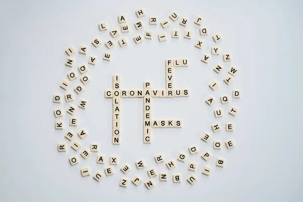 Coronavirus scrabble board game - Covid-19 pandemic isolation flu masks fear