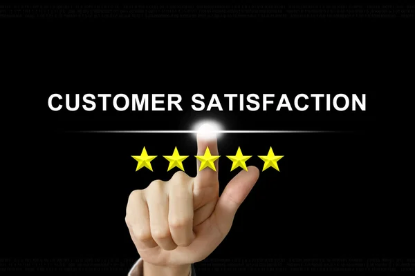 Business hand pushing customer satisfaction on screen — Stock Photo, Image