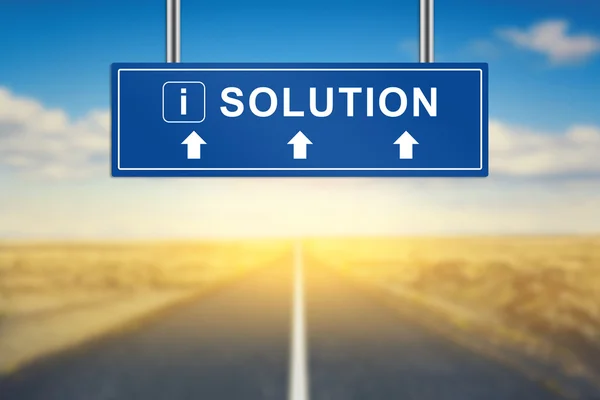 Solution words on blue road sign — Stock Photo, Image