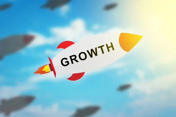 Groep van groei platte ontwerp raket — Stockfoto