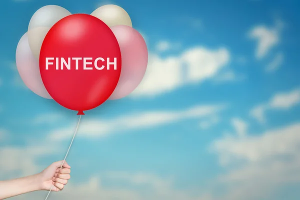 Hand Holding tecnología financiera o fintech Globo — Foto de Stock