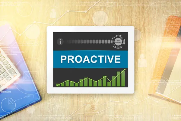 Proactive word on tablet — Stock Photo, Image