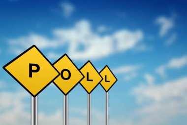 Sarı yol işareti üzerinde anket