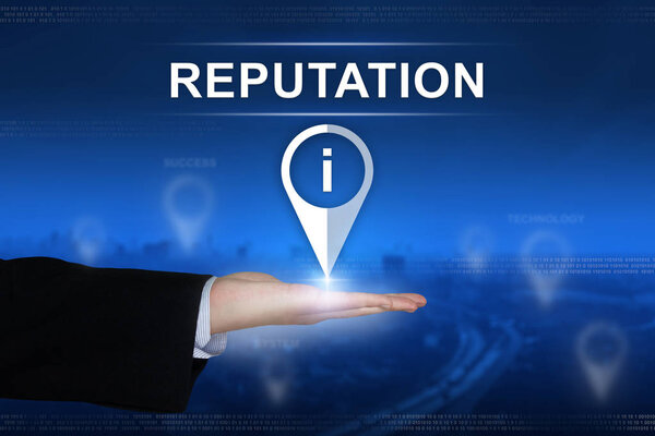 кнопка репутации на размытом фоне
