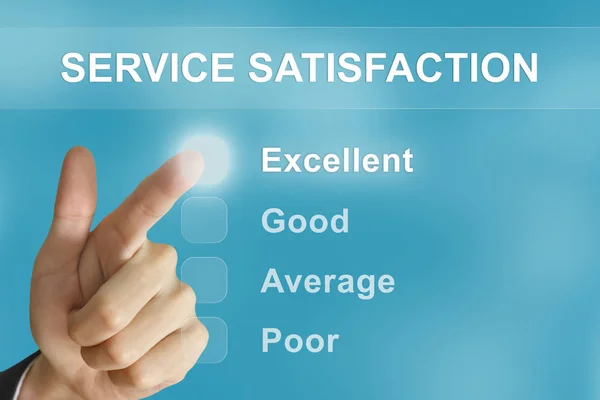 Business hand pushing service satisfaction button — Stock Photo, Image