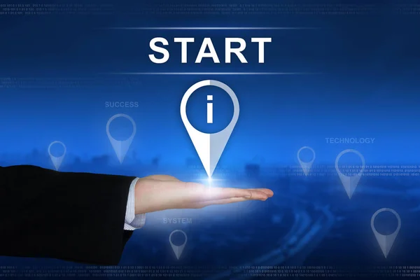 Start button on blurred background — Stock Photo, Image