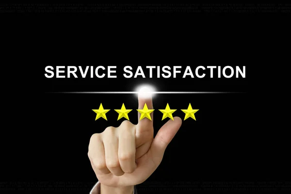 Business hand pushing service satisfaction on screen — Stock Photo, Image