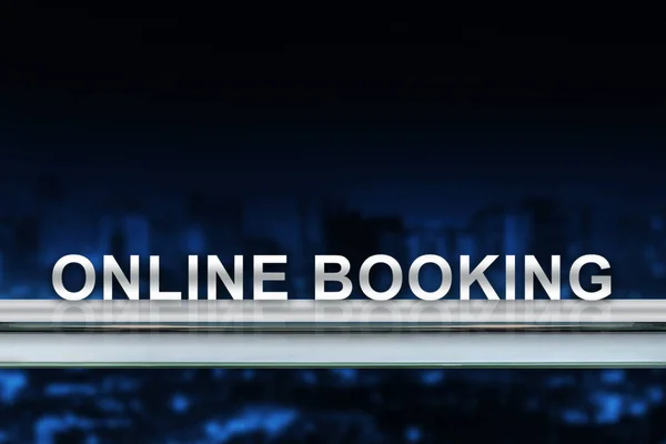 Online booking on metal railing — Stock Photo, Image