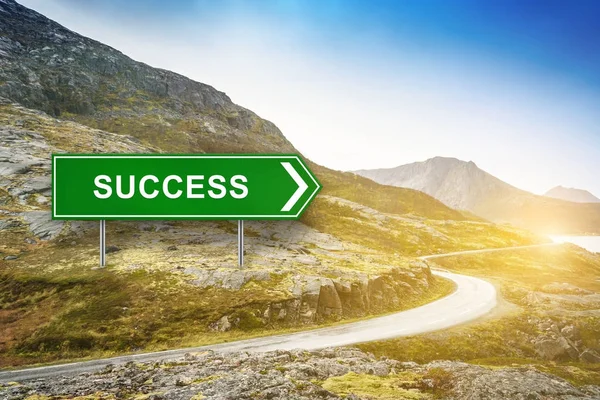 Success words on green road sign Royalty Free Stock Photos