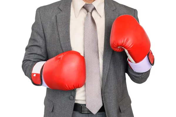 Businessman hand in boxing glove isolated on white background — Stock Photo, Image