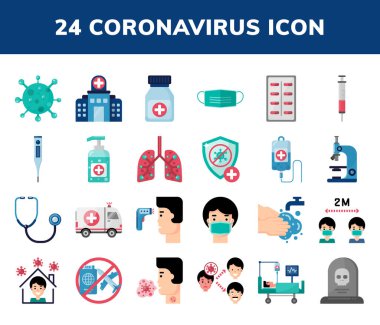 COVID-19 Coronavirus Düz Simgeleri