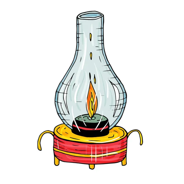 Bougie brûlante dessinée à la main dans la lampe pour le Nouvel An . — Image vectorielle