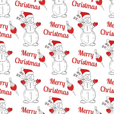 Geleneksel Yeni Yıl dekorasyonuyla kusursuz desen. Noel Sembolü.