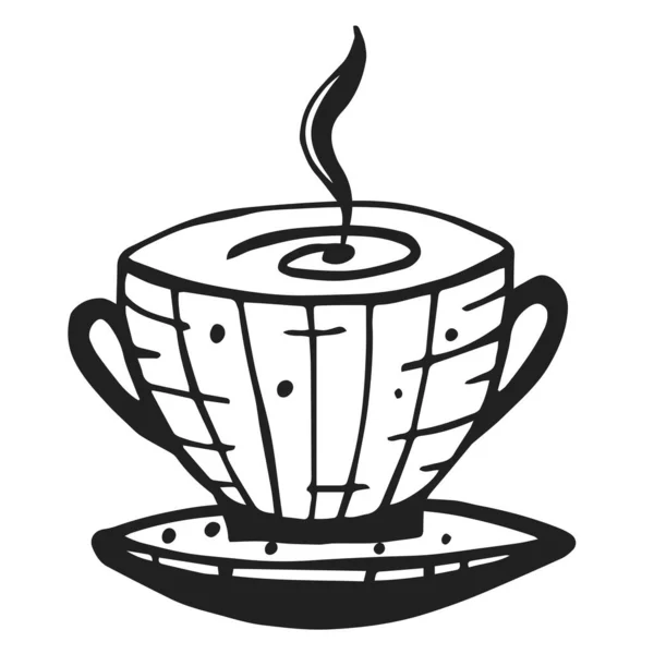 Prosta filiżanka kawy lub herbaty. Ikona liniowa z zarysem. — Wektor stockowy