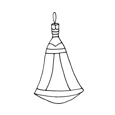 Noel ve Yeni Yıl dekorasyonu için el yazması tatil çanı çizimi.