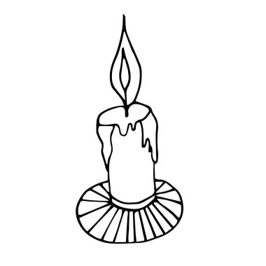 Tek elle çizilmiş mumun karalama vektörü çizimi.