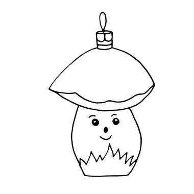 Noel ağacı için eğlenceli mantar oyuncağı. Çizgi film tarzında..