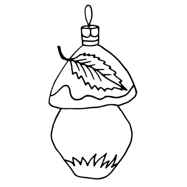 Brinquedo de cogumelo divertido para árvore de Natal. Em estilo doodle desenhos animados . — Vetor de Stock