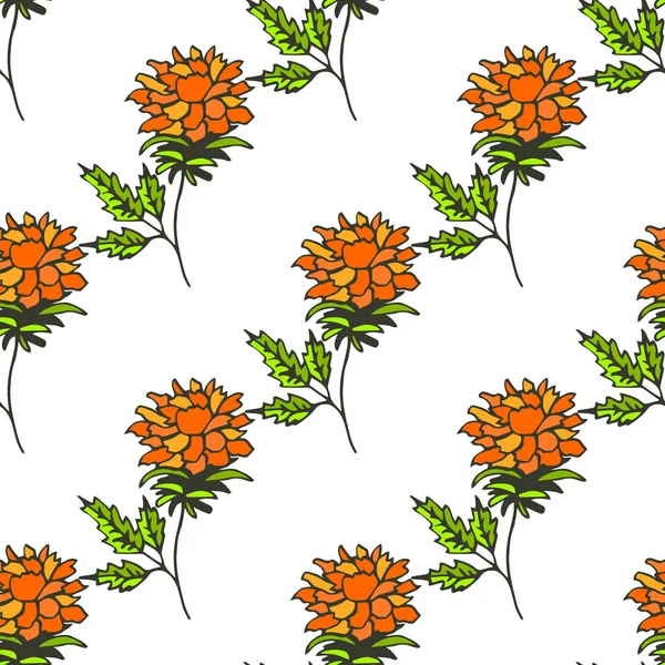 Florales nahtloses Muster mit dekorativen orangefarbenen Blumen. — Stockvektor