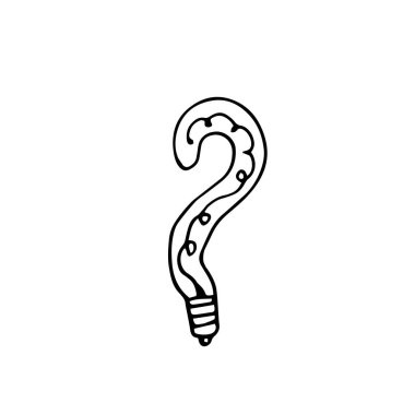 Tek elle çizilmiş ampul. Doodle vektör illüstrasyonu.