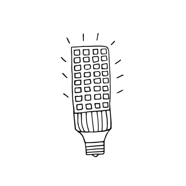 Lampe LED dessinée à la main. Illustration vectorielle Doodle . — Image vectorielle