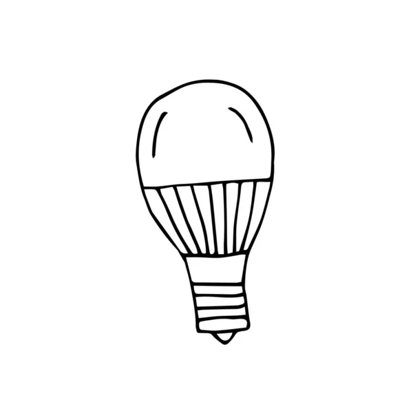 Lampe LED dessinée à la main. Illustration vectorielle Doodle . — Image vectorielle