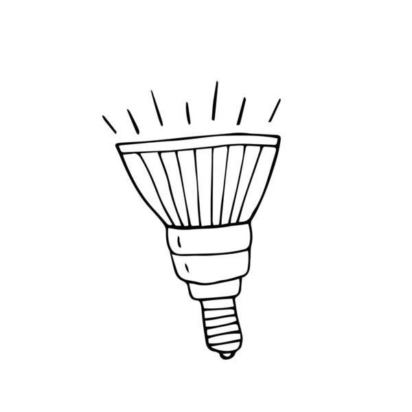 Lampe LED dessinée à la main. Illustration vectorielle Doodle . — Image vectorielle