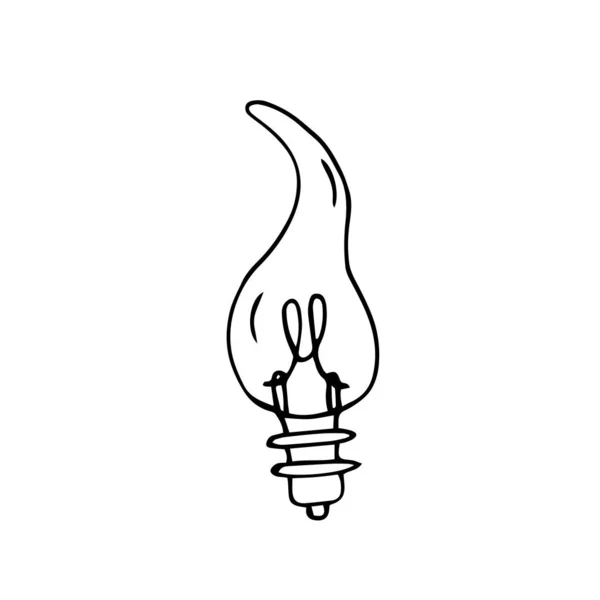 Bombilla de luz de una sola mano. Ilustración vectorial de Doodle . — Vector de stock